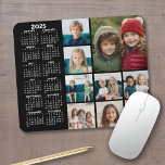 2025 Kalender - 9 fotokollage - svart Musmatta<br><div class="desc">En 2025-kalender med ställe för 9 foton. Du kan lägga till namn,  monogram eller annan anpassningsbar. Kalendern är fri och lätt att läsa. Du kan ändra bakgrunden färg om du klickar på länken Custze (anpassa) och går till det avancerade designområdet.</div>