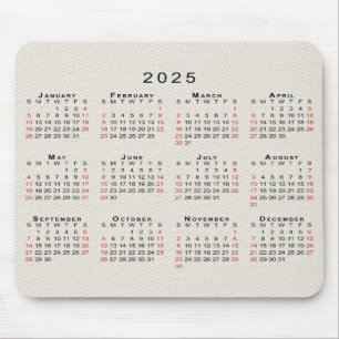 2025 Kalender Beige Faux Canvas Struktur Musmatta