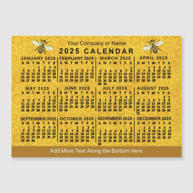 2025 Kalender Bihoneycomb Anpassningsbar Apiary Ma (Framsida)