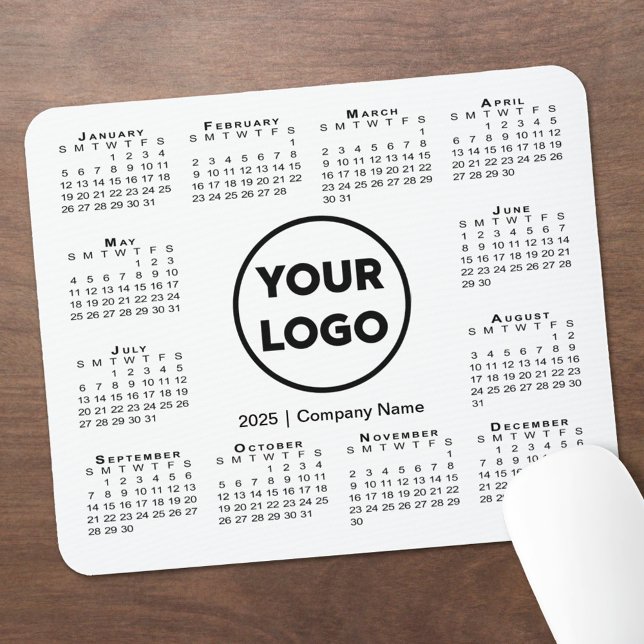 2025 Kalender Business Company Logotyp Pad Musmatta (2025 Calendar Business Company Logo Mouse Pad in situ)