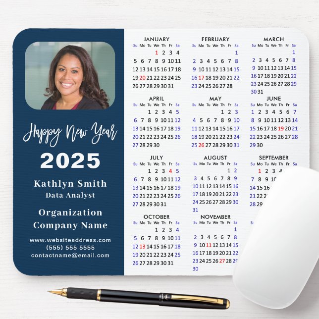 2025 - Kalender - Business Photo Modern Blue - Enk Musmatta (Skapare uppladdad)