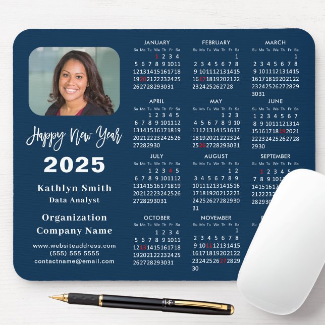 2025 - Kalender - Business Photo Modern Blue - Enk Musmatta (Skapare uppladdad)