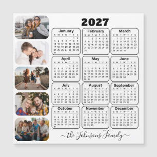 2025 Kalender Enkel Modern 5 Bilder Familj Magnet