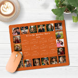 2025 Kalender för bränd fotokollage i Orange Många Musmatta<br><div class="desc">🌟 2025 Burnt Orange Många Photo Collage Calendar Mouse Pad med en enkel, minimalistisk årskalender och 18 av dina favoritfoton. Alla färg är anpassade. Gör en underbar gåva till mor- och farföräldrar, föräldrar, moster, ungar, gudföräldrar med mera! Kontakta oss på cedarandstring@gmail.com om du behöver hjälp med designen eller matchande produkter....</div>