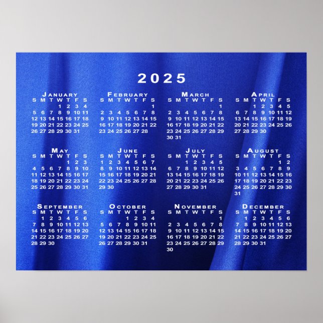 2025-kalender för fotomall med blå Abstrakt Poster (Framsidan)