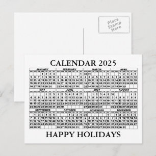 2025 Kalender Hälsning vykort Vit
