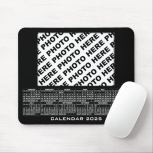 2025 Kalender - lägg till 1 Photos Mousepad Black Musmatta