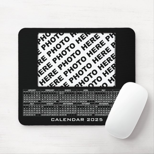 2025 Kalender - lägg till 1 Photos Mousepad Black Musmatta (Med mus)