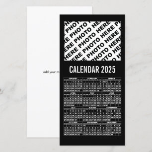 2025 Kalender - lägg till 1-Vågräts fotokortssvart