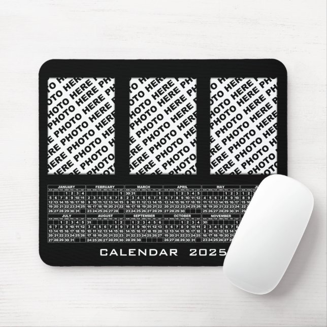 2025 Kalender Lägg till 3 Lodräna Photos Mousepad  Musmatta (Med mus)