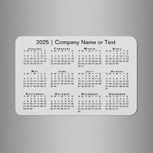 2025 Kalender med Anpassningsbar Grått Magnet