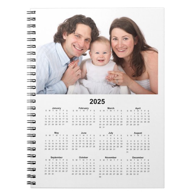 2025 Kalender med Anpassningsbar Photo Anteckningsbok (Framsidan)