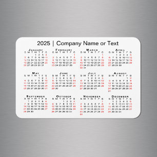 2025-kalender med Anpassningsbar Text Black White Magnet