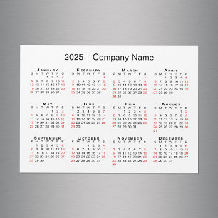 2025-kalender med Business Namn White Magnet