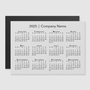 2025 Kalender med företaget Namn Grått Magnet