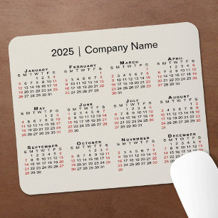 2025 Kalender med företaget Namn på Beige Musmatta