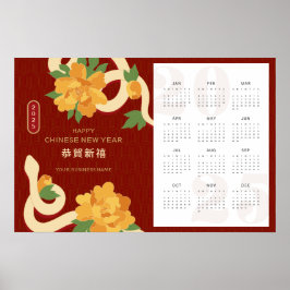2025 Kalender Orm Kinesiskt Nyår Poster