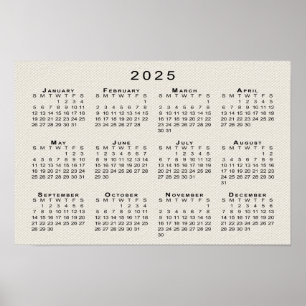 2025 Kalender över Faux Canvas Struktur-mallen Poster