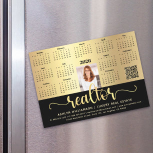 2025-kalender Svartvit Guld QR-kodmagnet