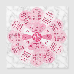 2025 Kalenderår Anpassningsbar Boho Rosa Flower Ma