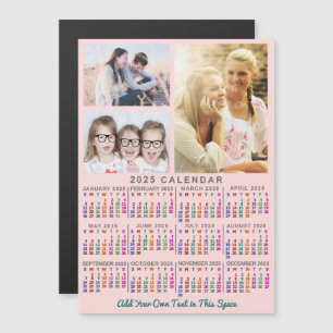 2025 Kalenderår Färgfull Rosa Anpassningsbar 3 Fot Magnetisk Inbjudningskort