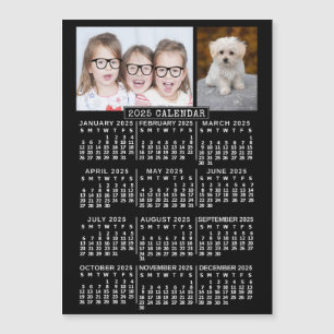 2025 kalenderår svart Anpassningsbar 2 fotomagne