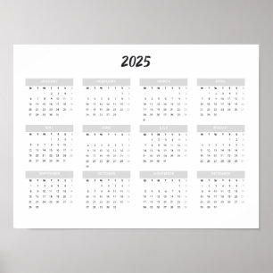 2025 Kalendern Efter Månad Hem Skola Kontor Vägg Poster