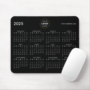 2025 Kalendern Företagets Logotyp Svart Musmatta