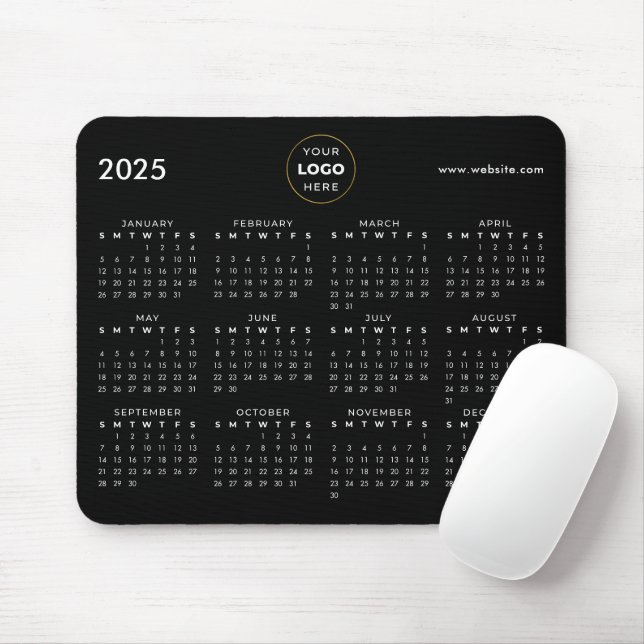 2025 Kalendern Företagets Logotyp Svart Musmatta (Med mus)