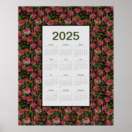 2025 Kalendern Hela Året Konblommor Poster