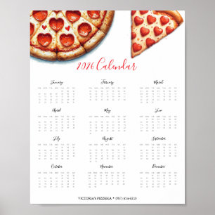 2025 Kalendern Pizza Älskare eller Small Business  Poster