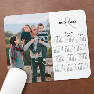 2025 Kalenderns Anpassningsbar Photo Monogram Namn Musmatta