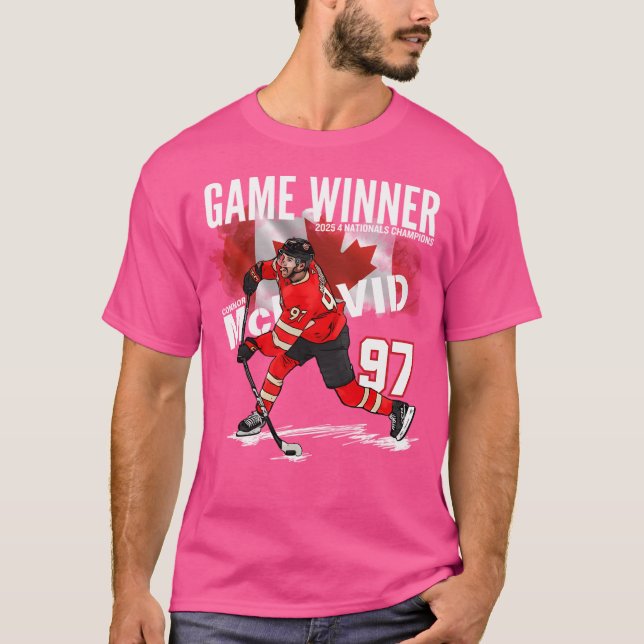 2025 Kanada 4 Nations Champions Connor-Mcdavid 97 T Shirt (Framsida)