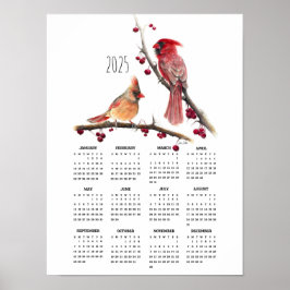 2025 Kardinal Pair Winter Poster kalender