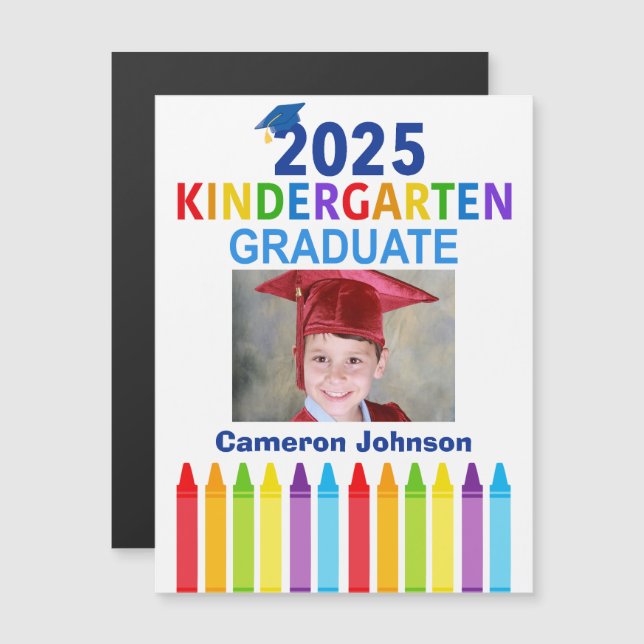 2025 Kindergarten Studenten Photo Magnet Card (Fram/baksida)