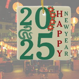 2025 Kinesiskt nyår för Grönten för orm Julgransprydnad Keramik