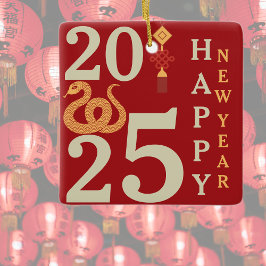 2025 Kinesiskt nyår för ormrött Namn Julgransprydnad Keramik