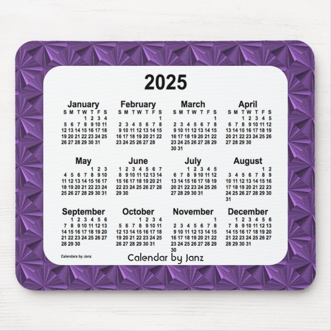 2025 Lila Diamonds Calendar av Janz Mouse Pad Musmatta (Framsidan)