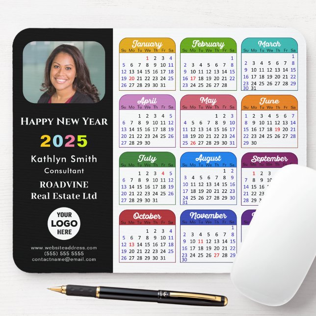 2025 - Logotyp - modern svart färgstark kalender Musmatta (Skapare uppladdad)
