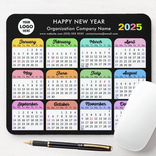 2025 - Logotyp - modern svart färgstark kalender Musmatta (Skapare uppladdad)