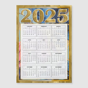 2025 Magnetisk kalender för Fridge Guld Rosa Blue Inbjudningskort