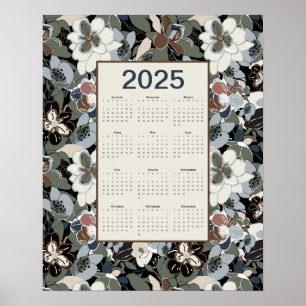 2025 Magnolia Blommigt Kalender Poster