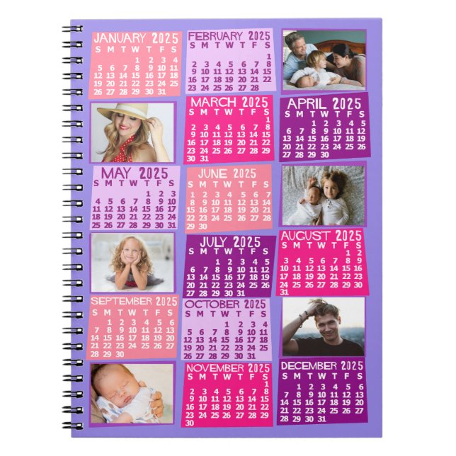 2025 Månadskalender Mod 6 Fotokollage Anteckningsbok (Framsidan)