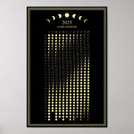 2025 Månfas Lunar Cycles Minimalistisk Kalender Poster