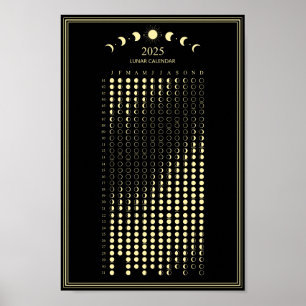 2025 Månfas Lunar Cycles Minimalistisk Kalender Poster