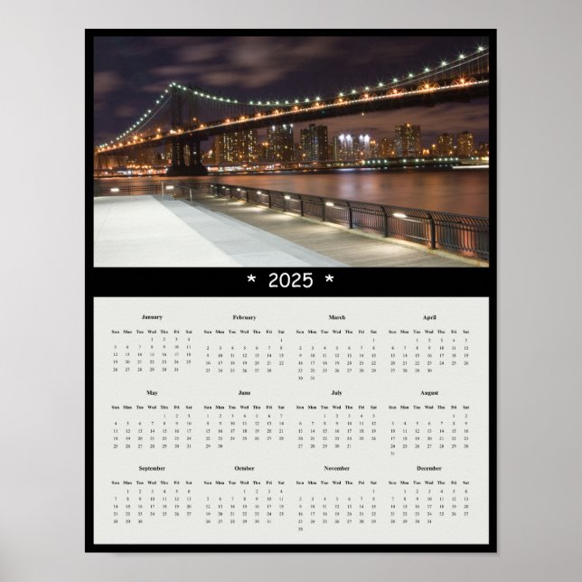 2025 Manhattan Bridge Wall Calendar Poster (Framsidan)