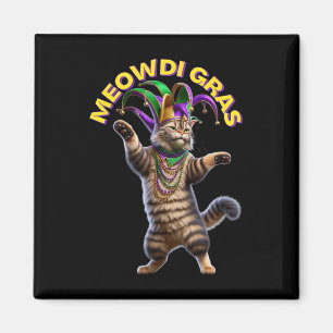 2025 Matching Manar Womans Funny Meowdi Gras Cat M Magnet