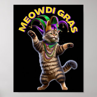 2025 Matching Manar Womans Funny Meowdi Gras Cat M Poster