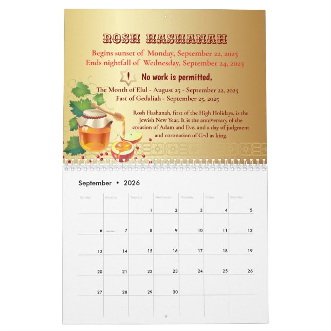 2025 med judisk Helgdag - från Purim till Hanukkah Kalender (Sep 2026)