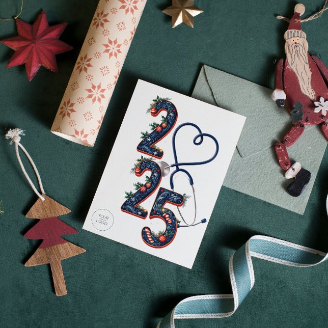 2025 Medicinsk anpassad logotyp textmall jul Julkort (Skapare uppladdad)